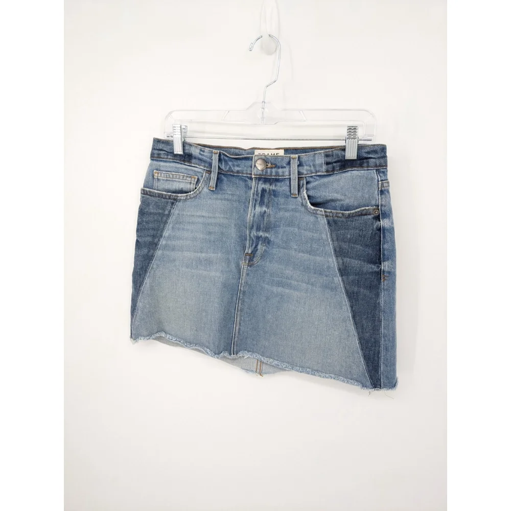 Frame Denim Skirt Women 27 Blue Mini Stretch Jean Trendy Western Y2K 90's Casual